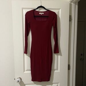 Deep Red Long Sleeve Dress